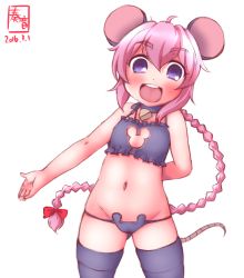 Rule 34 | 10s, 1girl, 2016, :d, animal band panties, animal cutout, animal ears, arm behind back, ass, bare shoulders, black bra, black panties, black thighhighs, bra, braid, cheese, cleavage cutout, clothing cutout, dated, fake animal ears, fake tail, food, gluteal fold, highres, kanon (kurogane knights), kantai collection, long hair, looking at viewer, mouse cutout, mouse ear panties, mouse ears, mouse lingerie, mouse tail, navel, nenohi (kancolle), open mouth, panties, pink hair, round teeth, simple background, single braid, smile, solo, stomach, tail, teeth, thigh gap, thighhighs, thighs, underwear, underwear only, white background