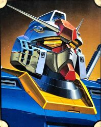 Rule 34 | 1980s (style), character name, glint, gradient background, gun, gundam, ishibashi ken&#039;ichi, looking to the side, machine gun, machinery, mecha, mecha focus, mobile suit, mobile suit gundam, muzzle, no humans, oldschool, portrait, promotional art, retro artstyle, robot, rx-78-2, scan, science fiction, star (symbol), starry background, traditional media, v-fin, weapon, when you see it, yellow eyes