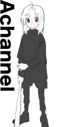 Rule 34 | 1girl, a channel, ahoge, arm at side, bangs pinned back, baseball bat, closed mouth, copyright name, forehead, full body, funao oekaki, greyscale, holding, holding baseball bat, holding own arm, layered shirt, layered sleeves, leggings under shorts, light smile, long sleeves, looking at viewer, medium hair, momoki run, monochrome, red eyes, shirt, shoes, short over long sleeves, short sleeves, shorts, simple background, smile, solo, spot color, standing