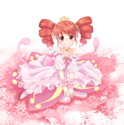 Rule 34 | 00s, 1girl, bare shoulders, choker, crown, drill hair, fine (futagohime), fushigiboshi no futago hime, fushigiboshi no futago hime gyu, hair ornament, looking at viewer, natune, red eyes, red hair, smile, solo, twin drills, twintails