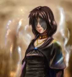 Rule 34 | 1girl, black hair, cape, choker, demon&#039;s souls, dress, female focus, from software, guu fool, jewelry, long hair, maiden in black, necklace, solo