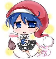 Rule 34 | 1girl, :3, ahoge, bad id, bad pixiv id, barefoot, blob, blue eyes, blue hair, book, chibi, commentary request, doremy sweet, dress, hat, matching hair/eyes, nightcap, noai nioshi, pom pom (clothes), short sleeves, solo, sparkle, tail, tapir tail, touhou