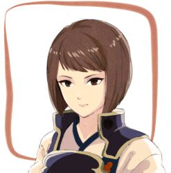Rule 34 | 1boy, armor, brown eyes, brown hair, closed mouth, fire emblem, fire emblem fates, hisame (fire emblem), japanese armor, japanese clothes, looking at viewer, male focus, mwi-sun-net, nintendo, portrait, solo, swept bangs, white background