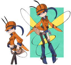Rule 34 | 1girl, antennae, boots, expressionless, female focus, hat, arthropod girl, monster girl, original, ponytail, sachy (sachichy), solo, wings