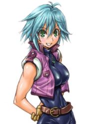 Rule 34 | 1girl, allenby beardsley, amania orz, blue bodysuit, blue hair, bodysuit, breasts, dated, g gundam, gloves, green eyes, gundam, jewelry, looking at viewer, medium breasts, open mouth, short hair, signature, simple background, skin tight, smile, solo, white background