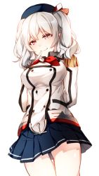 Rule 34 | 10s, 1girl, bad id, bad pixiv id, breasts, female focus, gloves, hat, kantai collection, kashima (kancolle), large breasts, long hair, military, military uniform, miniskirt, miya (izumi369), silver hair, skirt, smile, solo, twintails, uniform, wavy hair