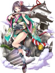Rule 34 | &gt;:o, 1girl, :o, antique firearm, architecture, bell, bicchu matsuyama (oshiro project), black hair, blue eyes, castle, cow, east asian architecture, firearm, firelock, flintlock, flower, full body, gun, hair flower, hair ornament, hairpin, holding, holding gun, holding weapon, japanese clothes, kimono, long hair, official art, oshiro project:re, oshiro project:re, parted bangs, taicho128, transparent background, v-shaped eyebrows, weapon