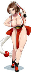 Rule 34 | 1girl, breasts, fatal fury, highres, large breasts, no bra, ponytail, shiranui mai, solo