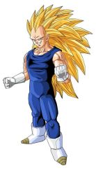 Rule 34 | 1boy, blonde hair, clenched hands, dragon ball, gloves, long hair, male focus, simple background, solo, standing, super saiyan, vegeta, white background, white gloves