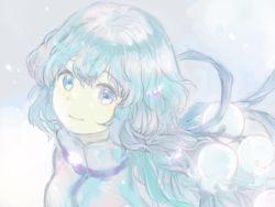 Rule 34 | 1girl, artist request, blue eyes, blue hair, blush, dress, long hair, looking at viewer, nintendo, simple background, smile, snow, solo, ursula (xenoblade), white background, xenoblade chronicles (series), xenoblade chronicles 2, xenoblade chronicles (series), xenoblade chronicles 2