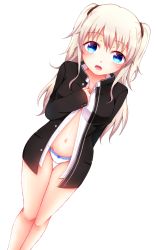 Rule 34 | 10s, 1girl, blazer, blue eyes, charlotte (anime), furirepu, highres, jacket, long hair, panties, silver hair, solo, tomori nao, twintails, two side up, underwear