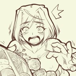Rule 34 | 00s, 1girl, bra, food, hairu, lingerie, lowres, meatball, monochrome, my-hime, open clothes, open shirt, shirt, short hair, solo, surprised, tokiha mai, underwear, yellow theme
