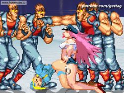 Rule 34 | 1boy, 1girl, animated, animated gif, cammy white, cum, cum in pussy, final fight, futa with female, futanari, lowres, multiple girls, pixel art, poison (final fight), public indecency, street fighter, street fighter zero (series), street fighter zero 3
