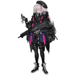 Rule 34 | 1girl, assault rifle, automatic rifle, battle rifle, belt pouch, beret, black hat, bullpup, carbine, cellphone, desert tech mdr, full body, girls&#039; frontline, gloves, glowstick, grey hair, gun, hat, jacket, mdr (girls&#039; frontline), multicolored hair, official art, one eye closed, pantyhose, phone, pink hair, pouch, radio, ran (bukeranwu), rifle, shoes, sneakers, solo, streaked hair, thigh strap, transparent background, watch, weapon