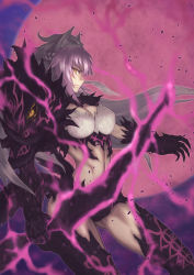 Rule 34 | 1girl, absurdres, agrius metamorphosis, animal ears, atalanta alter (fate), atalanta (fate), boots, breasts, cat ears, cleavage, fate/apocrypha, fate (series), green eyes, grey hair, highres, large breasts, long hair, looking at viewer, revealing clothes, slit pupils, solo, thigh boots, thighhighs, very long hair, wolf ears, yasu (segawahiroyasu)