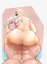 Rule 34 | 2boys, abs, anal, arm tattoo, ass, ass freckles, bald, bara, blush, body freckles, braum (league of legends), completely nude, cum, cum overflow, deep penetration, erection, facing viewer, freckles, from behind, furrowed brow, girthy penis, highres, huge ass, large pectorals, league of legends, male focus, male penetrated, mature male, multiple boys, muscular, muscular male, navel, navel hair, nipples, notsafezin, nude, pectorals, penis, pov, pov crotch, power bottom, sex, simple background, smile, solo focus, strongman waist, tattoo, thick mustache, tryndamere, uncensored, veins, veiny penis, yaoi