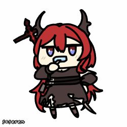 Rule 34 | 1girl, animated, animated gif, food, food in mouth, horns, lowres, popsicle, popsicle in mouth, seseren
