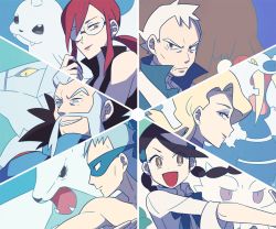 Rule 34 | 3boys, 3girls, abomasnow, asymmetrical bangs, avalugg, beard, beartic, black eyes, bright pupils, brown eyes, brycen (pokemon), candice (pokemon), closed mouth, creature, creatures (company), dewgong, elite four, face, facial hair, fangs, frown, furrowed brow, game freak, gen 1 pokemon, gen 2 pokemon, gen 3 pokemon, gen 4 pokemon, gen 5 pokemon, gen 6 pokemon, glacia (pokemon), glasses, gym leader, horns, lipstick, long hair, looking at viewer, lorelei (pokemon), makeup, mask, multiple boys, multiple girls, nintendo, old, old man, piloswine, pokemon, pokemon (creature), pokemon bw, pokemon dppt, pokemon frlg, pokemon hgss, pokemon oras, pokemon xy, ponytail, profile, pryce (pokemon), ribbon, serious, signature, single horn, ssalbulre, twintails, walrein, white hair, wulfric (pokemon)