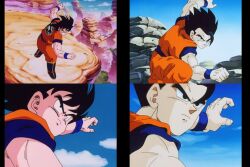 Rule 34 | black eyes, black hair, dragon ball, father&#039;s day, father and son, fighting stance, highres, incoming attack, muscular, muscular male, serious, son gohan, son goku, tagme, waiting