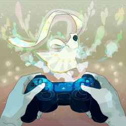 Rule 34 | alternate color, black skin, brand name imitation, cape, colored skin, controller, dualshock, game console, game controller, gamepad, glowing, hood, journey, playstation controller, pov, scarf, sony, sowakoo, traveler (journey)