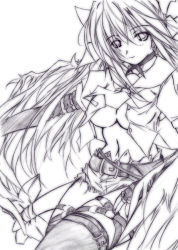 Rule 34 | 1girl, arc system works, breasts, choker, dizzy (guilty gear), guilty gear, guilty gear x, guilty gear xx, hamu (moeyobaka), monochrome, open clothes, open shirt, purple theme, ribbon, shirt, short shorts, shorts, simple background, solo, tail, tail ornament, tail ribbon, thighhighs, underboob, white background, wings