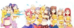 Rule 34 | 6+girls, =), bikini, creatures (company), crossover, closed eyes, game freak, gen 1 pokemon, heru (totoben), hug, kunikida hanamaru, kurosawa dia, kurosawa ruby, love live!, love live! sunshine!!, matsuura kanan, multiple girls, nintendo, ohara mari, one eye closed, pikachu, pokemon, pokemon (creature), sakurauchi riko, smile, swimsuit, takami chika, tsushima yoshiko, watanabe you, water, water gun