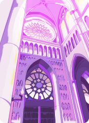 Rule 34 | arch, architecture, building, commentary, european architecture, fire, gothic architecture, homestuck, indoors, lamp, no humans, purple theme, ragnarozzy, railing, rose window, rounded corners, scenery, stained glass, symbol-only commentary, vaulted ceiling, window