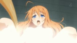 Rule 34 | animated, animated gif, bare shoulders, blue eyes, lowres, mayo chiki!, naughty face, orange hair, sexually suggestive, steam