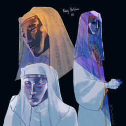 1boy blue_eyes grey_mask highres iamthe-walnut king_baldwin_iv kingdom_of_heaven long_sleeves robe solo white_coif white_robe wide_sleeves