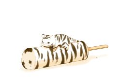 Rule 34 | animal, chai (drawingchisanne), commentary request, food, highres, ice cream, on food, original, popsicle, popsicle stick, signature, sitting on food, striped, tama (drawingchisanne), tiger, undersized animal, white background, white tiger