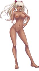 Rule 34 | 00s, 1girl, barefoot, black lilith, blonde hair, breasts, completely nude, curvy, dark-skinned female, dark skin, female focus, fingernails, full body, game cg, hair ornament, hand on own hip, highres, kagami hirotaka, kangoku senkan, kangoku senkan 3, kila kushan, large breasts, lilith-soft, lips, long hair, looking at viewer, navel, nipples, no pussy, nude, pink eyes, puffy nipples, shiny skin, smile, solo, standing, tachi-e, thighs, toes, transparent background, twintails, very long hair, wavy hair, wide hips