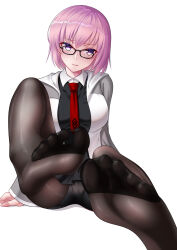 Rule 34 | 1girl, absurdres, breasts, fate/grand order, fate (series), feet, glasses, highres, large breasts, mash kyrielight, oirin, pantyhose, pink hair, purple eyes, short hair, solo, toes