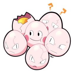 Rule 34 | ?, ??, artsy-rc, creatures (company), exeggcute, fusion, game freak, gen 1 pokemon, highres, mr. mime, nintendo, no humans, pokemon, pokemon (creature), signature, simple background, smile, white background