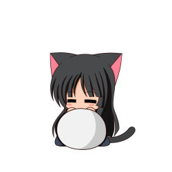 Rule 34 | 1girl, = =, akiyama mio, animal ears, black hair, cat ears, cat tail, chibi, k-on!, long hair, solo, suzunonaruki, tail