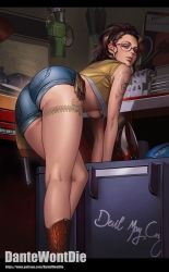 Rule 34 | ass, breasts, capcom, copyright name, dantewontdie, devil may cry (series), devil may cry 5, freckles, glasses, nico (devil may cry), tattoo, underboob
