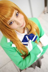 Rule 34 | ari (model), armband, blonde hair, cosplay, highres, my-hime, photo (medium), school uniform, serafuku, suzushiro haruka