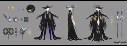 Rule 34 | 1boy, animal skeleton, black cape, black coat, black footwear, black gloves, black hat, black pants, book, braid, brooch, buttons, cape, character sheet, closed mouth, coat, collared shirt, copyright name, cross-laced footwear, double-breasted, eyeball, feathered wings, forever 7th capital, full body, gem, gloves, grey background, hair between eyes, hat, jewelry, lantern, long coat, long hair, long sleeves, looking at viewer, majimaji studio, male focus, mask on hat, mole, mole under eye, multiple views, neck ribbon, official art, open book, outstretched arms, pants, plague doctor mask, purple cape, purple eyes, purple gemstone, purple ribbon, ribbon, shirt, shoes, simple background, single braid, smile, solo, spread arms, staff, tassel, turnaround, two-sided cape, two-sided fabric, wavy hair, white hair, white shirt, wide sleeves, wing cape, wings