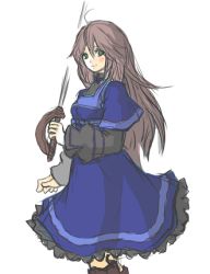 Rule 34 | 1girl, aq interactive, dress, female focus, green eyes, kanan (the last story), long hair, lowres, mistwalker, nintendo, pontaouka, silver hair, solo, sword, the last story, weapon, white background