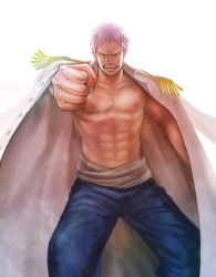 Rule 34 | 1boy, aged down, image sample, jacket, jacket on shoulders, kito0889, male focus, military, military uniform, muscular, one piece, one piece film: z, pixiv sample, purple hair, resized, solo, sunglasses, topless male, uniform, zephyr (one piece)