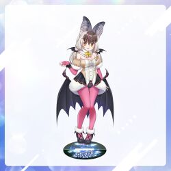 Rule 34 | 1girl, brown hair, brown long-eared bat (kemono friends), full body, haruki (colorful macaron), kemono friends, kemono friends v project, long hair, looking at viewer, official art, simple background, solo, virtual youtuber