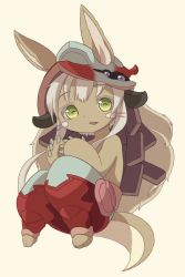 Rule 34 | 10s, artist request, rabbit, furry, green eyes, grey hair, highres, made in abyss, nanachi (made in abyss)