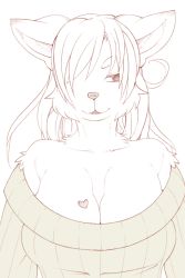 Rule 34 | breasts, cleavage, furry, heart, large breasts, sindoll, sweater