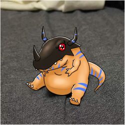 Rule 34 | digimon, digimon (creature), greymon, highres, horns, meme, red eyes, solo, tail