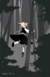 Rule 34 | 1girl, artist name, blonde hair, dated, hair ribbon, highres, namauni, outstretched arms, red eyes, ribbon, rumia, short hair, sketch, skirt, smile, solo, touhou