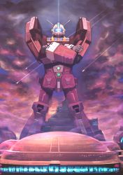 Rule 34 | absurdres, crossed arms, densetsu kyojin ideon, epic, glowing, gunbuster pose, highres, ideon, looking at viewer, mecha, no humans, robot, science fiction, solo, standing, vigwer, visor