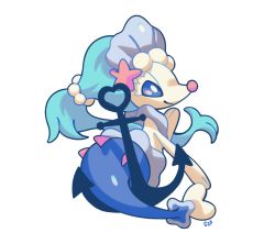 Rule 34 | blue eyes, closed mouth, commentary, creature, creatures (company), english commentary, full body, game freak, gen 7 pokemon, long hair, nintendo, no humans, pinkgermy, pokemon, pokemon (creature), primarina, simple background, smile, solo, white background