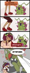 Rule 34 | 1boy, 1girl, angry, digimon, digimon (creature), goggles, goggles on head, highres, meme, spikes, stingmon, wormmon