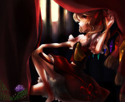 Rule 34 | 1girl, aria (harahachibunme), aria (opera), bad id, bad pixiv id, blonde hair, female focus, flandre scarlet, laevatein, ponytail, red eyes, short hair, side ponytail, solo, embodiment of scarlet devil, touhou, wings