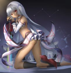 Rule 34 | 10s, 1girl, absurdres, altera (fate), ass, bare shoulders, black nails, blunt bangs, breasts, choker, closed mouth, collarbone, dark-skinned female, dark skin, detached sleeves, fate/extella, fate/extra, fate/grand order, fate (series), full-body tattoo, headdress, heiyan shenshi, highres, holding, holding weapon, legs, looking at viewer, midriff, nail polish, navel, photon ray (fate), red eyes, red footwear, revealing clothes, short hair, showgirl skirt, simple background, skirt, small breasts, smile, socks, solo, sword, tan, tattoo, thighs, underwear, veil, weapon, white hair