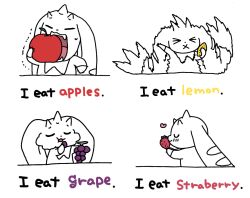 Rule 34 | apple, digimon, digimon (creature), food, fruit, grapes, highres, horns, lemon, long ears, lopmon, meme, strawberry